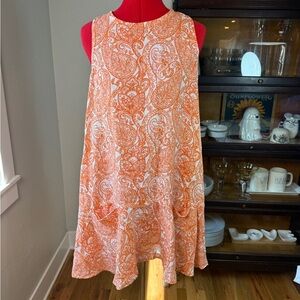 Positano Couture by Blite 100% Linen Orange Paisley Dress Made in Italy Size L